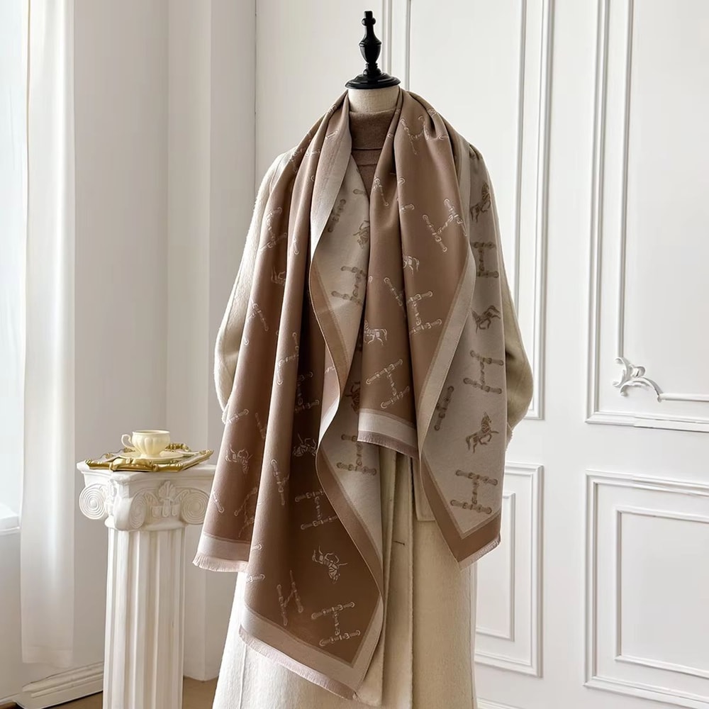 Womens Luxury Cashmere Winter Floral Shawl Thick Warm Pashmina Wrap Poncho 9