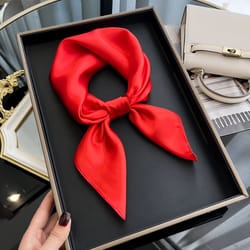 women's solid silk square scarf – 23.62x23.62in sunscreen shawl, hijab, pashmina foulard & bandana