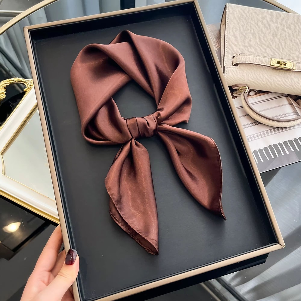 Womens Solid Silk Square Scarf 2362x2362in Sunscreen Shawl Hijab Pashmina Foulard Bandana 10