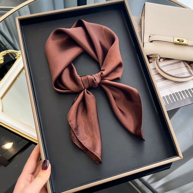 Womens Solid Silk Square Scarf 2362x2362in Sunscreen Shawl Hijab Pashmina Foulard Bandana 10