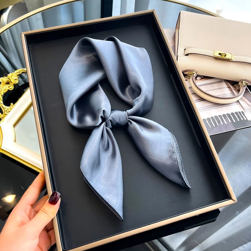 Womens Solid Silk Square Scarf 2362x2362in Sunscreen Shawl Hijab Pashmina Foulard Bandana 11