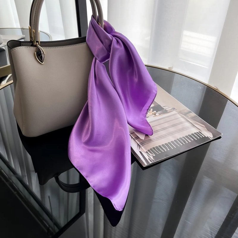 Womens Solid Silk Square Scarf 2362x2362in Sunscreen Shawl Hijab Pashmina Foulard Bandana 12