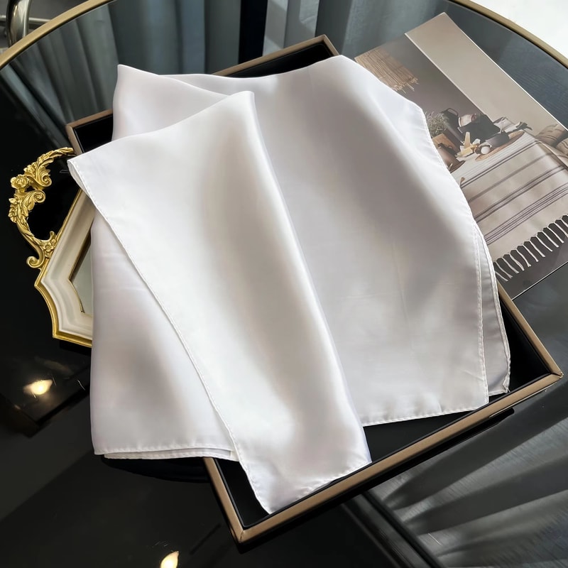 Womens Solid Silk Square Scarf 2362x2362in Sunscreen Shawl Hijab Pashmina Foulard Bandana 14