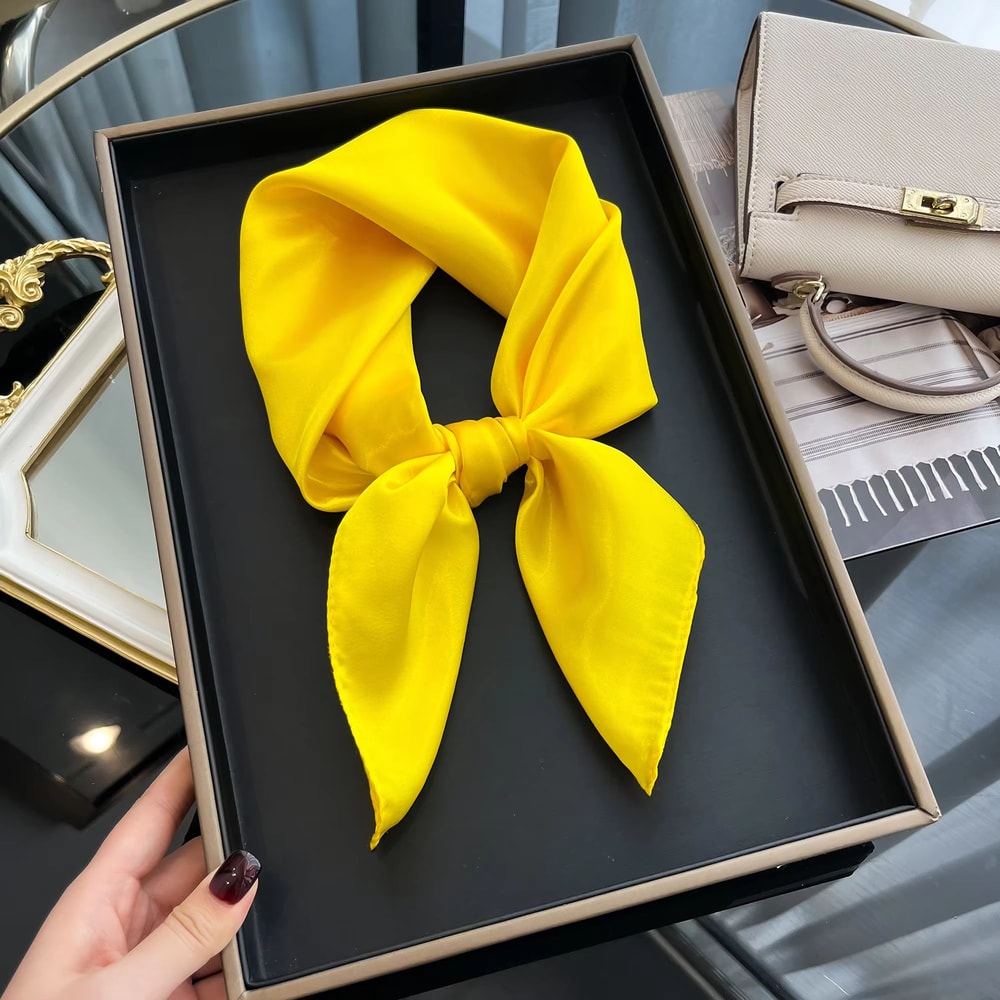 Womens Solid Silk Square Scarf 2362x2362in Sunscreen Shawl Hijab Pashmina Foulard Bandana 16