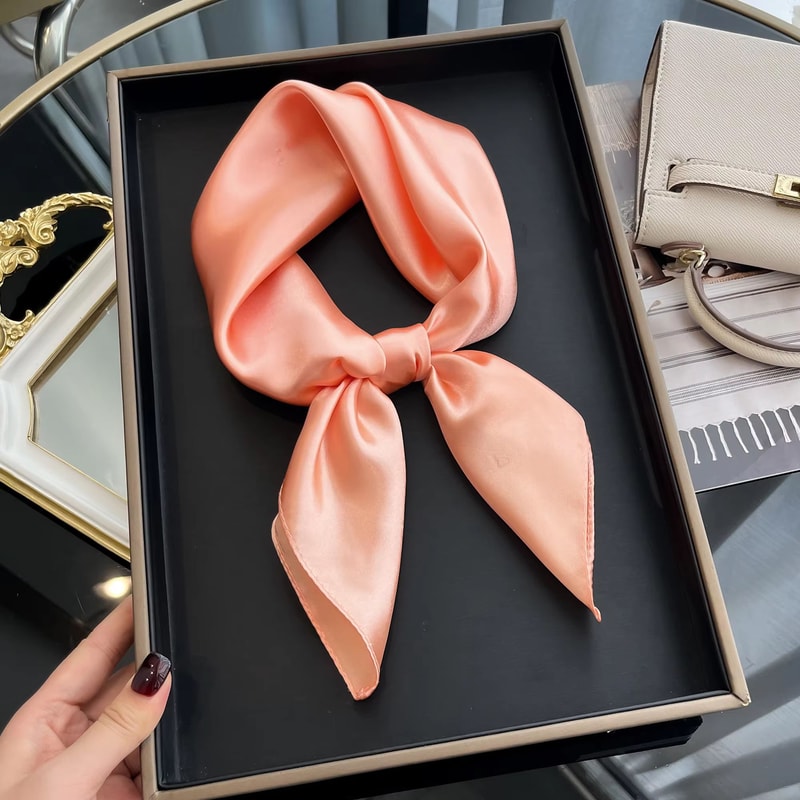 Womens Solid Silk Square Scarf 2362x2362in Sunscreen Shawl Hijab Pashmina Foulard Bandana 6