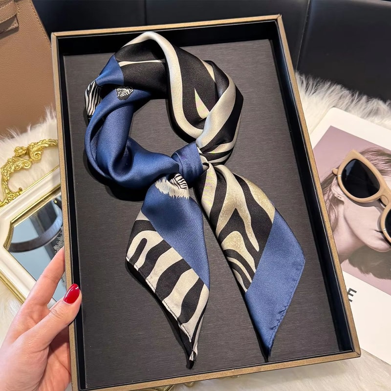 Luxury Leopard Print Satin Square Scarf For Women 2756x2756in Soft Hairband Neckerchief Headband 3
