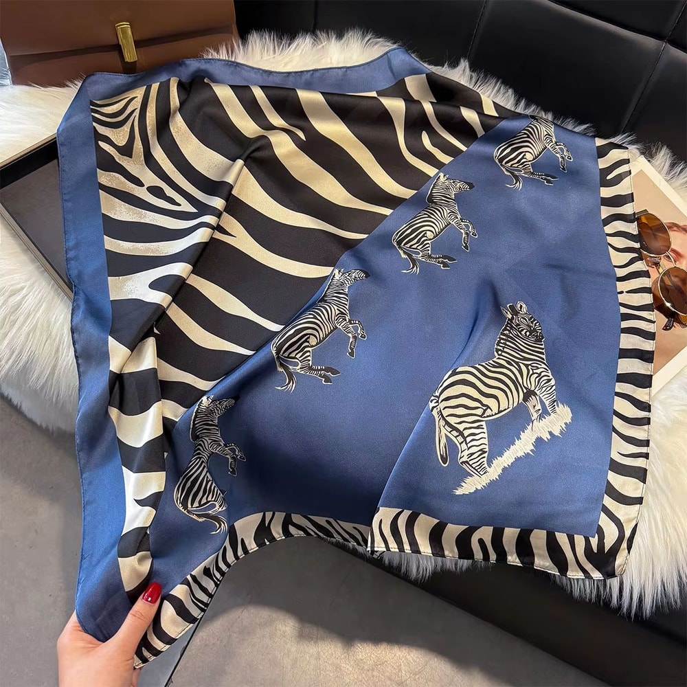 Luxury Leopard Print Satin Square Scarf For Women 2756x2756in Soft Hairband Neckerchief Headband 6