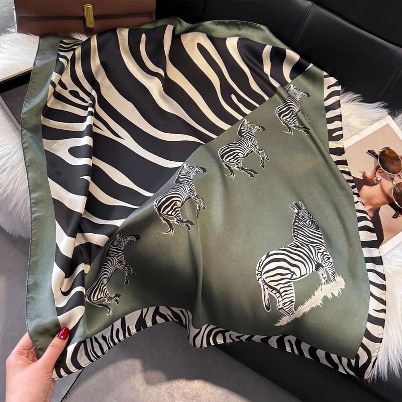 Luxury Leopard Print Satin Square Scarf For Women 2756x2756in Soft Hairband Neckerchief Headband 8