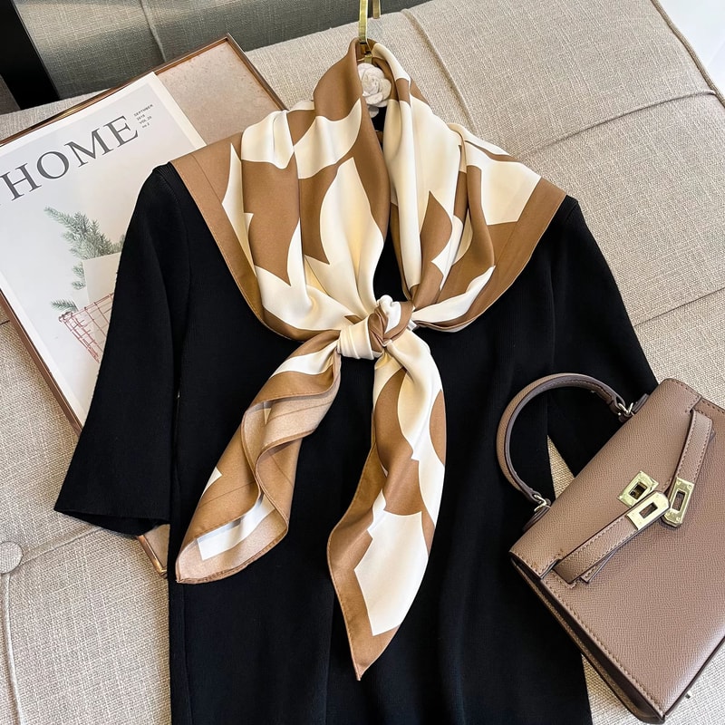 Luxury Satin Twill Square Scarf For Women 35x35in Elegant Shawl Headscarf Neck Tie Bandana 1