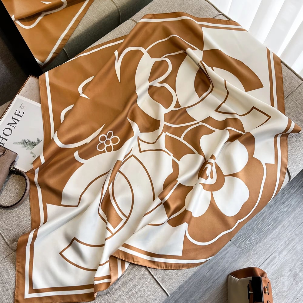 Luxury Satin Twill Square Scarf For Women 35x35in Elegant Shawl Headscarf Neck Tie Bandana 6