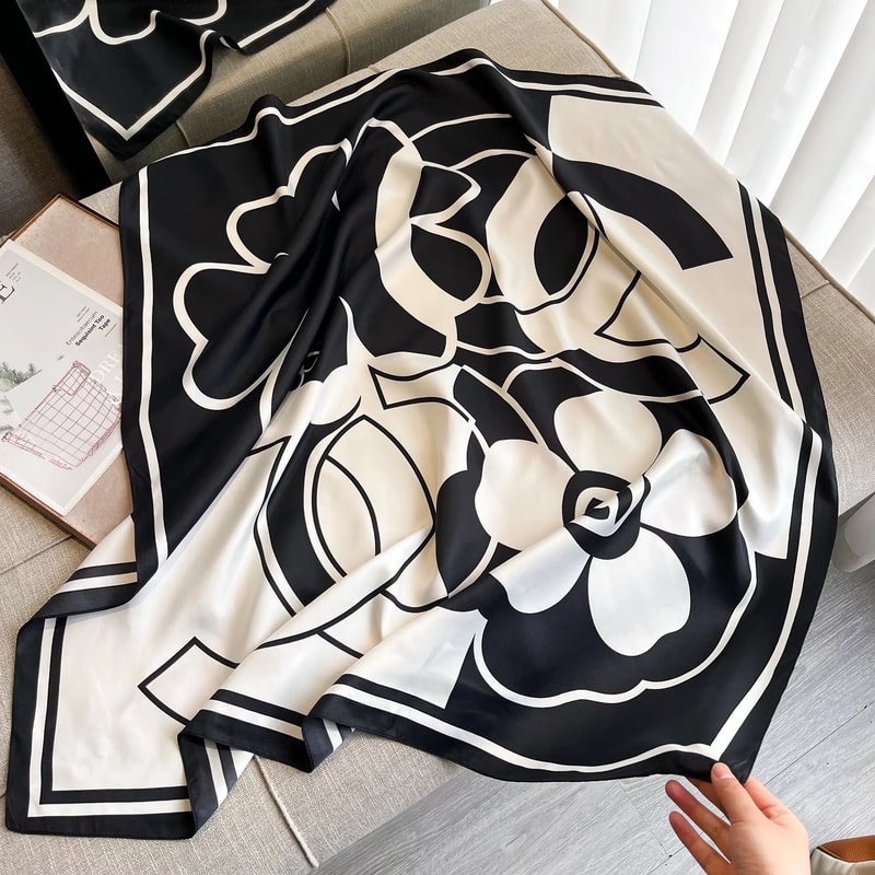 Luxury Satin Twill Square Scarf For Women 35x35in Elegant Shawl Headscarf Neck Tie Bandana 7