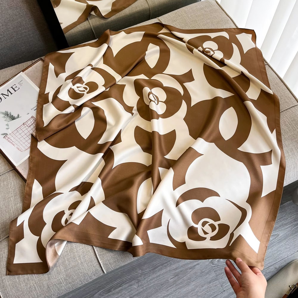 Luxury Satin Twill Square Scarf For Women 35x35in Elegant Shawl Headscarf Neck Tie Bandana 8