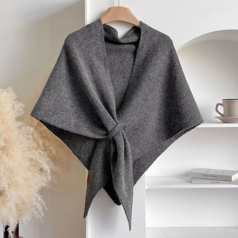 KoreanStyle Wool Blend Triangular Shawl For Women Autumn Winter Thick Warm Neck Wrap 9