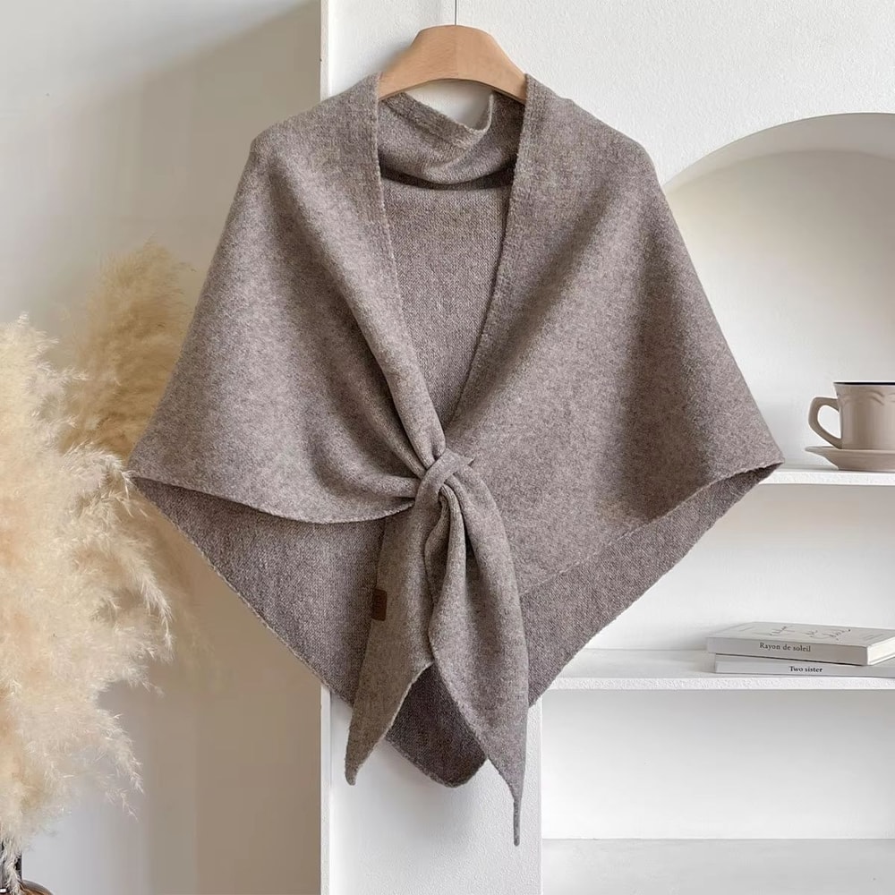 KoreanStyle Wool Blend Triangular Shawl For Women Autumn Winter Thick Warm Neck Wrap 10