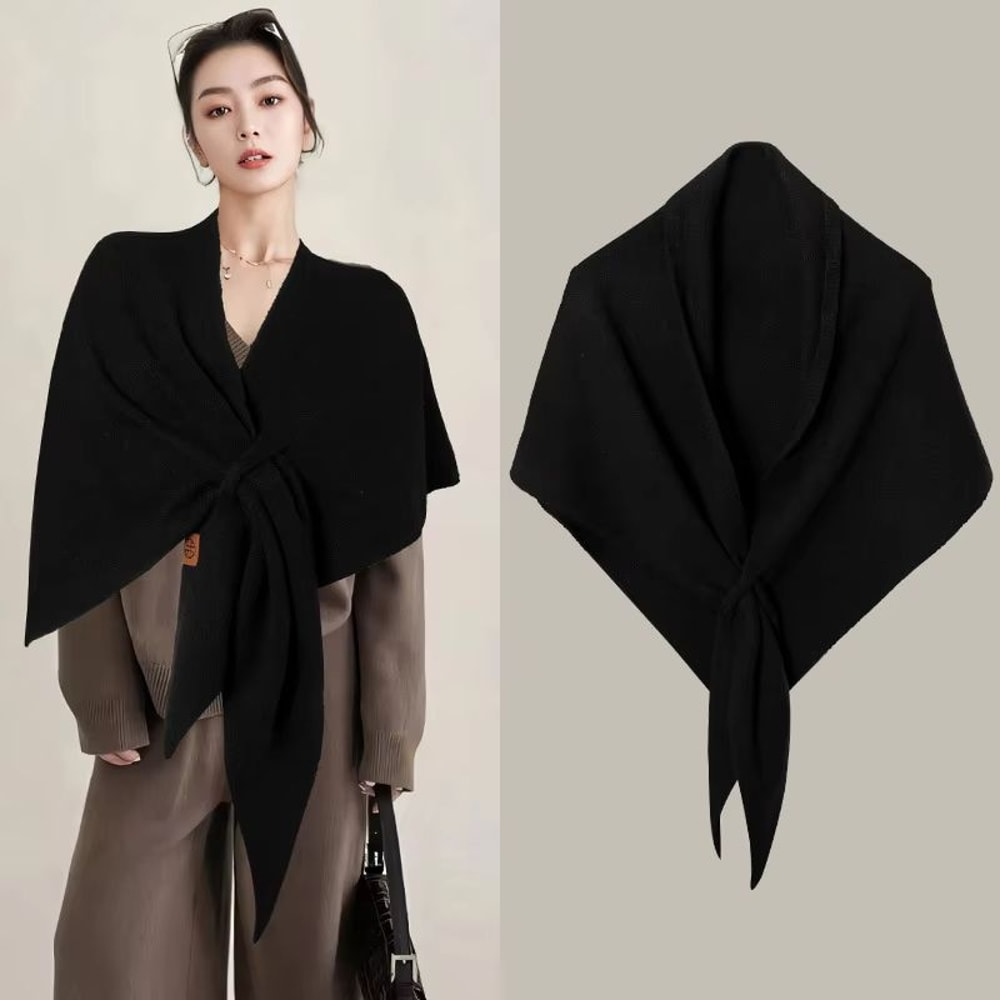 KoreanStyle Wool Blend Triangular Shawl For Women Autumn Winter Thick Warm Neck Wrap 1