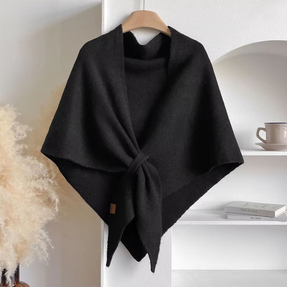 KoreanStyle Wool Blend Triangular Shawl For Women Autumn Winter Thick Warm Neck Wrap 3