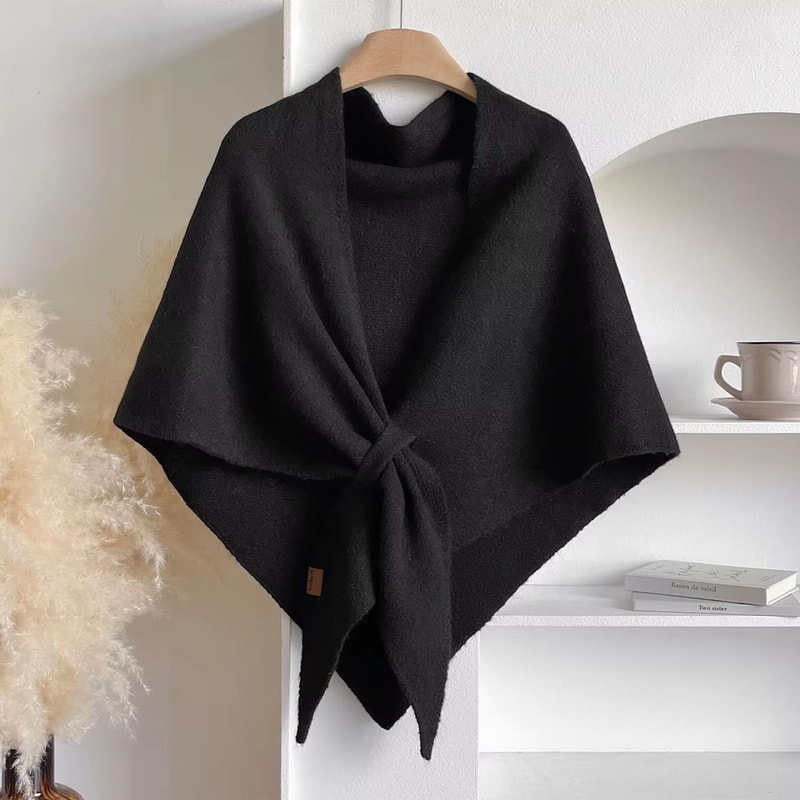 KoreanStyle Wool Blend Triangular Shawl For Women Autumn Winter Thick Warm Neck Wrap 3