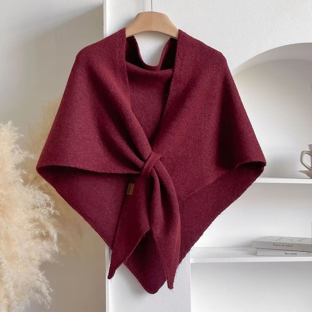 KoreanStyle Wool Blend Triangular Shawl For Women Autumn Winter Thick Warm Neck Wrap 6