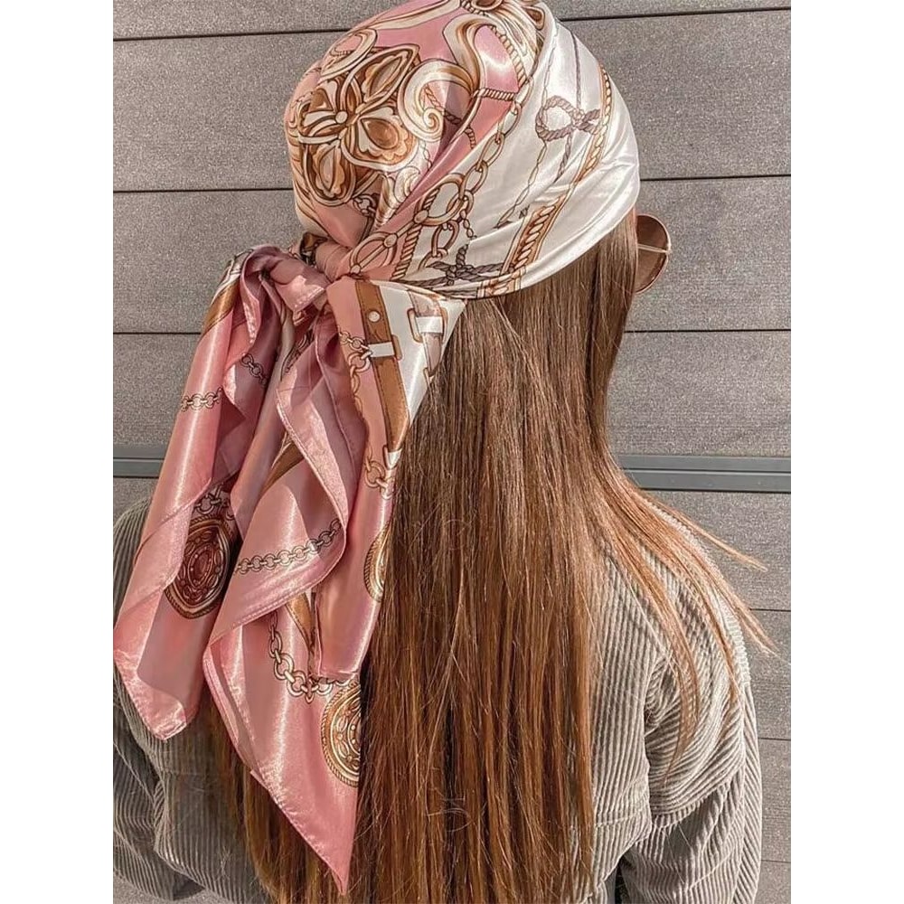 Fashion Print Silk Satin Headband Scarf For Women 3543x3543in Hijab Bandana Neck Wrap Sun Protect 0