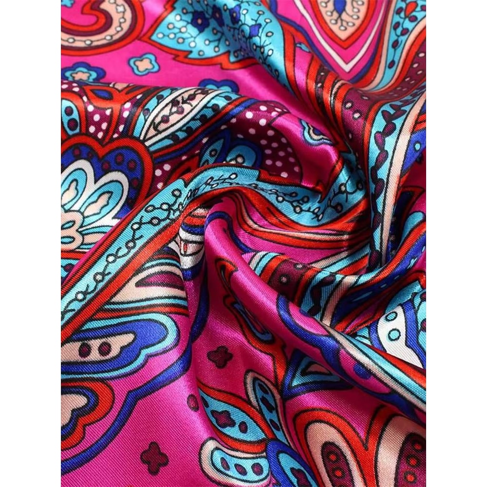 Fashion Print Silk Satin Headband Scarf For Women 3543x3543in Hijab Bandana Neck Wrap Sun Protect 5