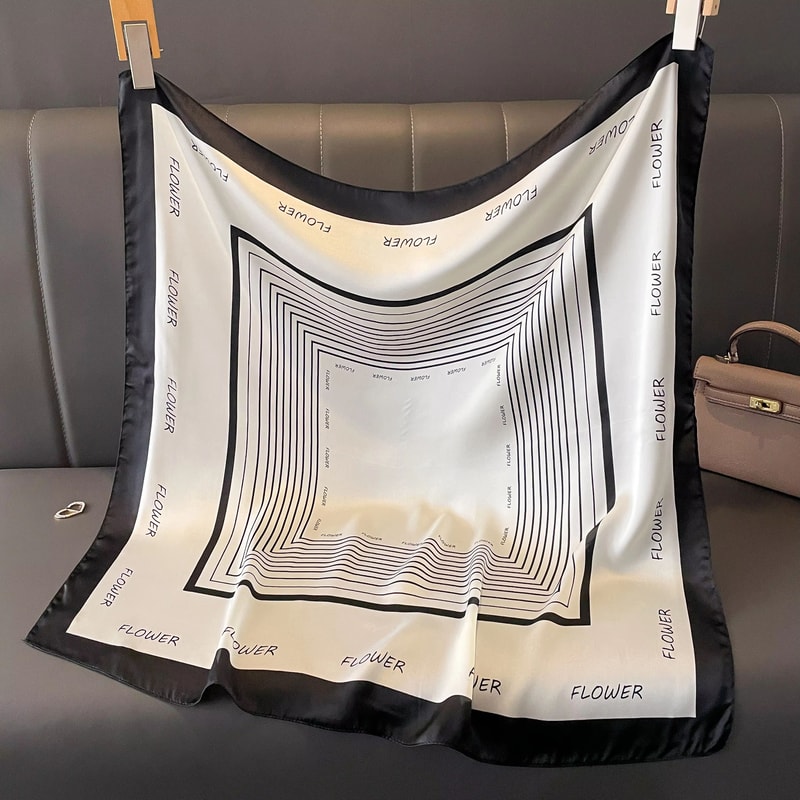 Womens Striped Silk Satin Square Scarf 2756x2756in Elegant Headband Neck Wrap Bandana 4