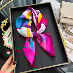 luxury square satin silk scarf for women hair hijab neckerchief