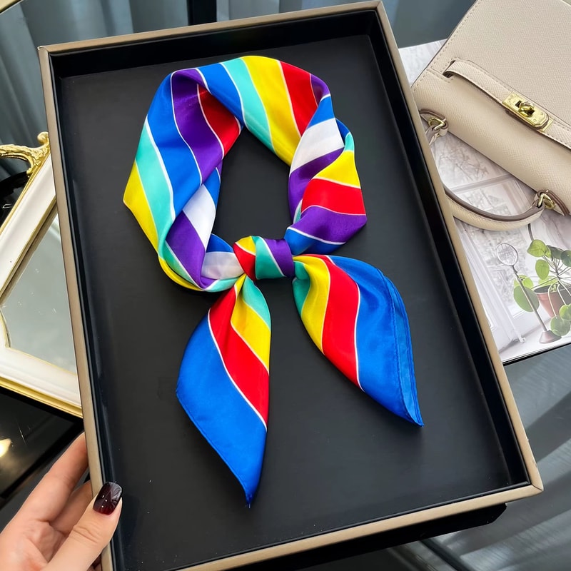 Luxury Square Satin Silk Scarf For Women Hair Hijab Neckerchief 3