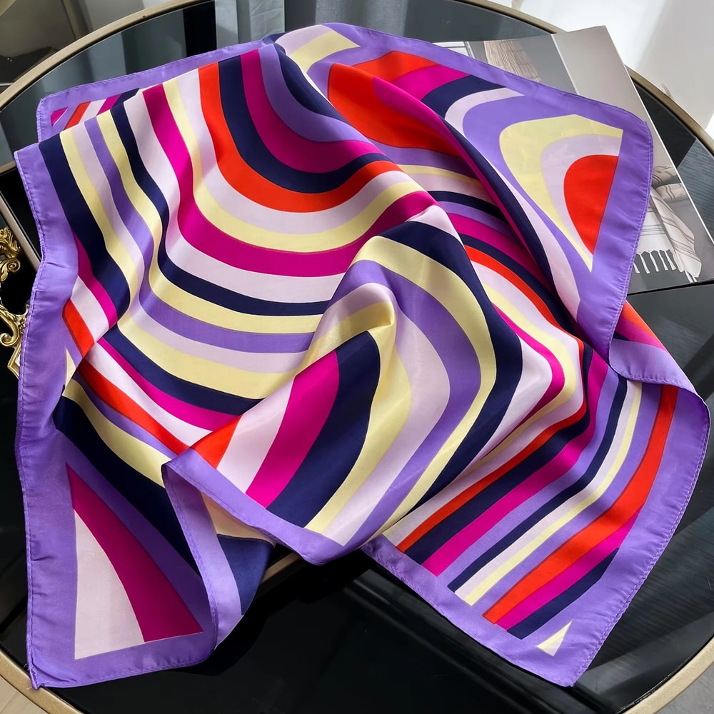 Luxury Square Satin Silk Scarf For Women Hair Hijab Neckerchief 15