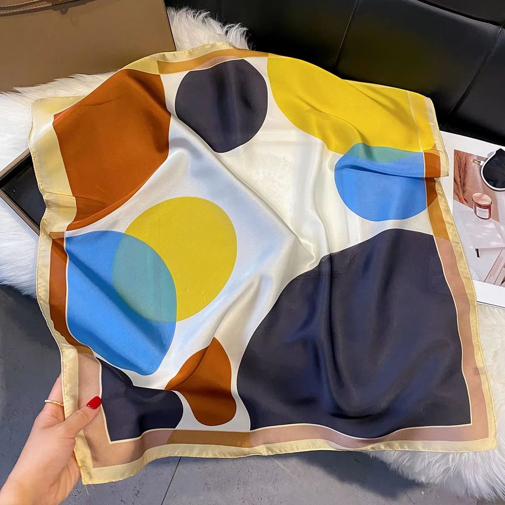 Leopard Print Satin Square Scarf For Women Hair Headband Neck Accessory 9