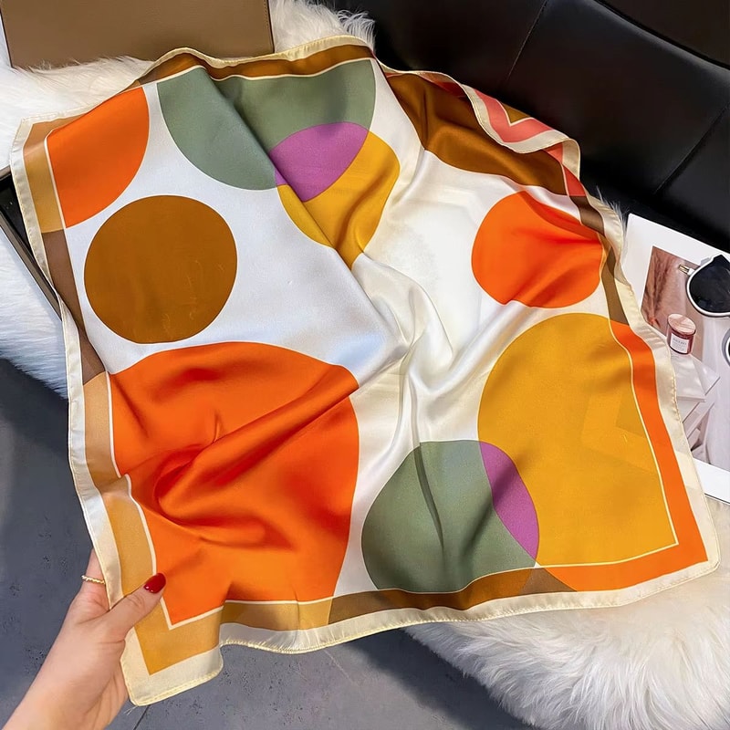 Leopard Print Satin Square Scarf For Women Hair Headband Neck Accessory 8