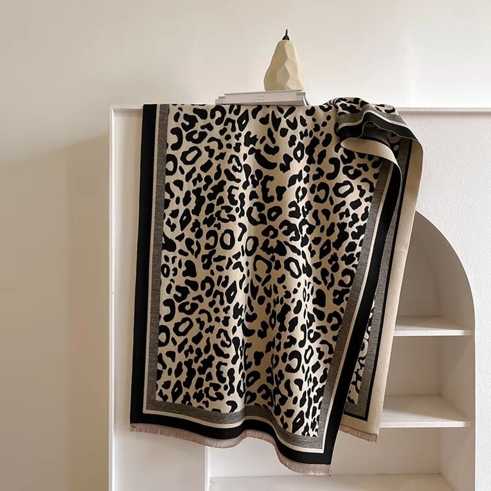 Warm Leopard Print Pashmina Scarf For Women Autumn Winter Wrap 6