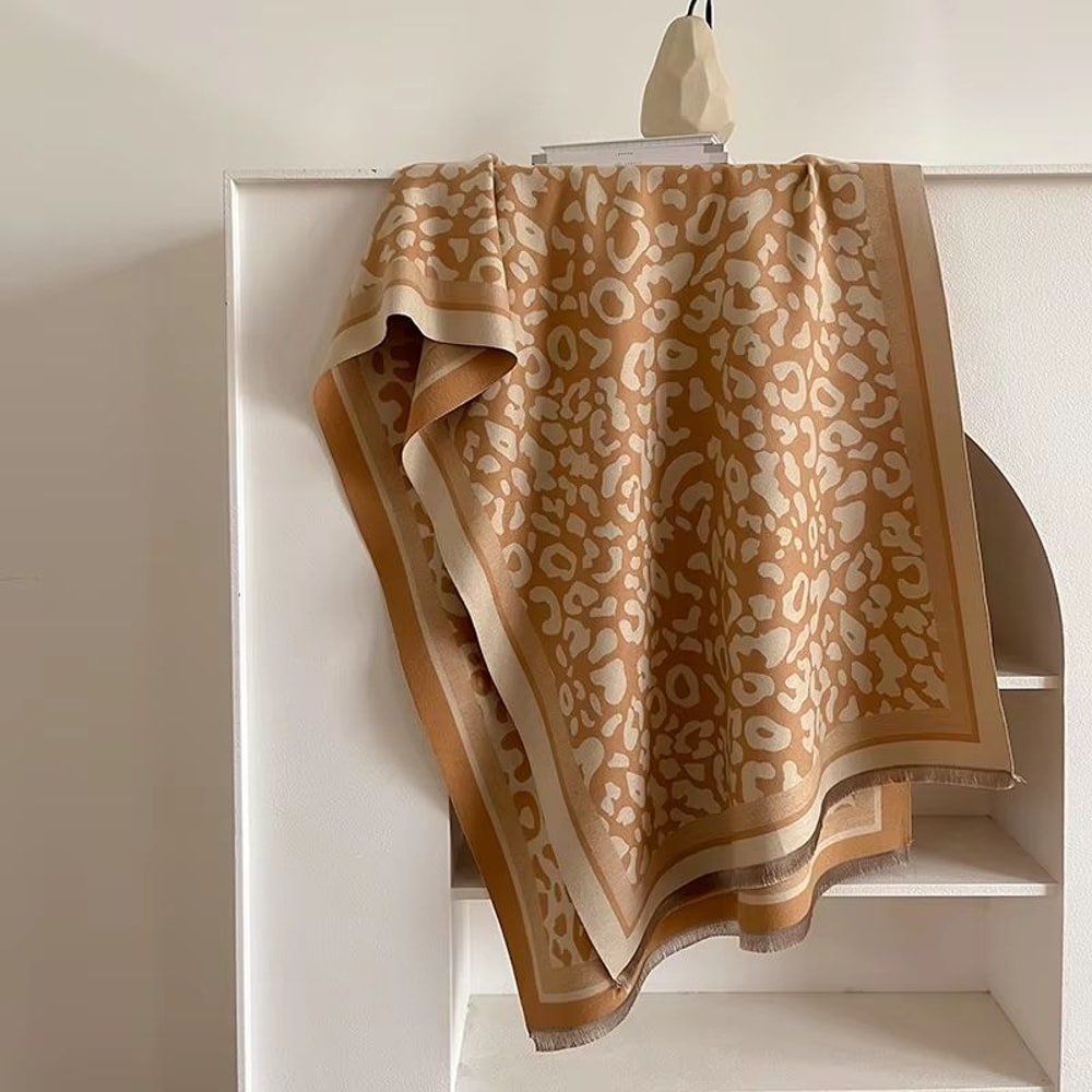 Warm Leopard Print Pashmina Scarf For Women Autumn Winter Wrap 8