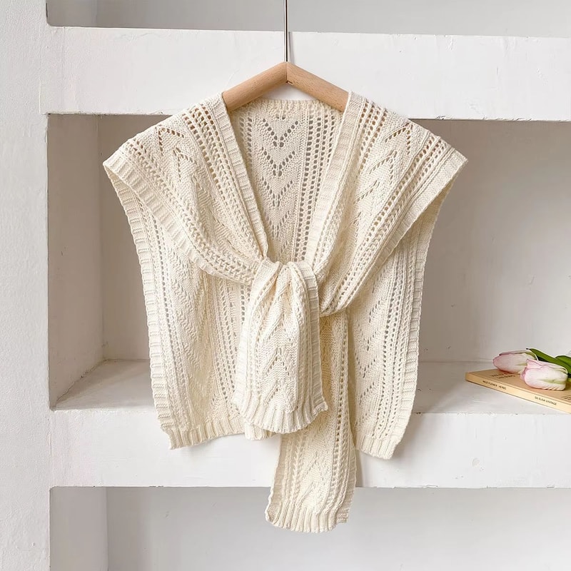 Women Lightweight Knit Neck Cape Solid Color Summer Shawl For Office Air Conditioning 2