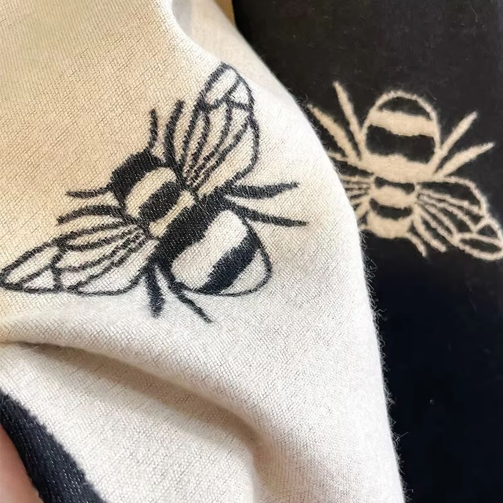Luxury TwoSided Bees Pattern Pashmina Shawl Soft Warm Winter Blanket Scarf 3