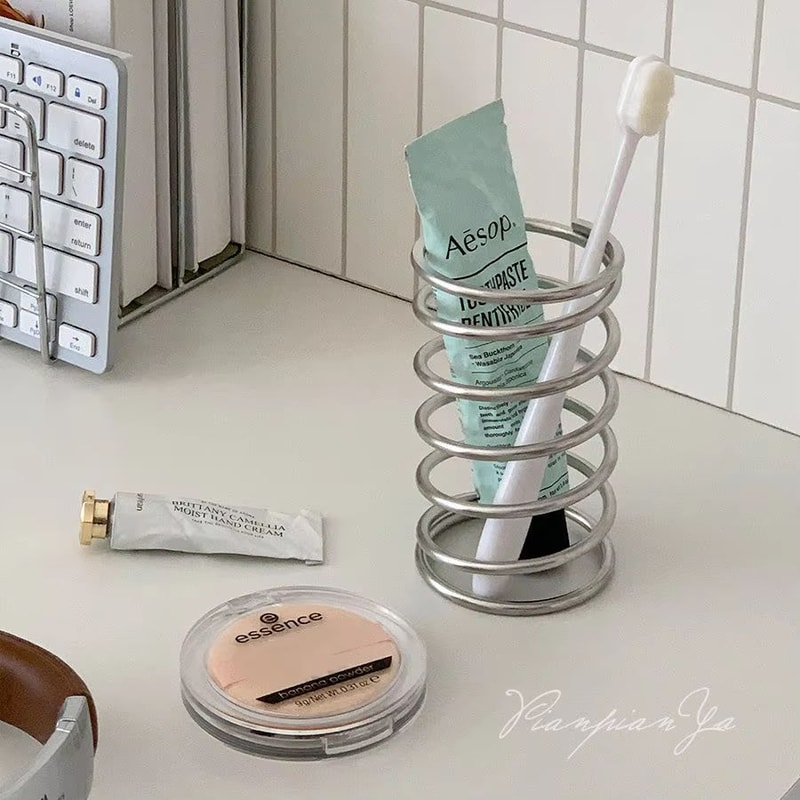 Stainless Steel Toothbrush Holder Bathroom Organizer For Toothpaste And Makeup Brush Storage 1