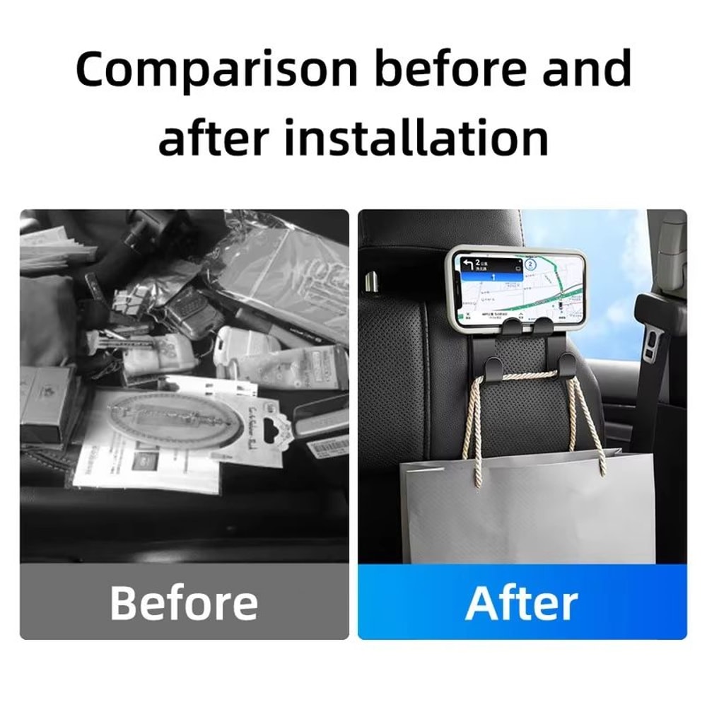 Universal Car Seat Headrest Hooks 4Pack Hanger Storage Organizer For Handbags Coats And More 3