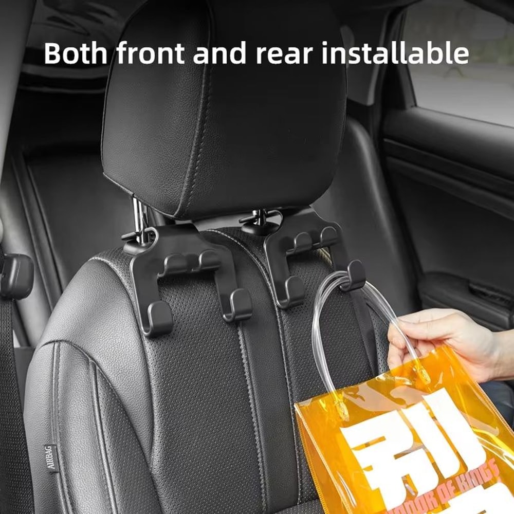 Universal Car Seat Headrest Hooks 4Pack Hanger Storage Organizer For Handbags Coats And More 4