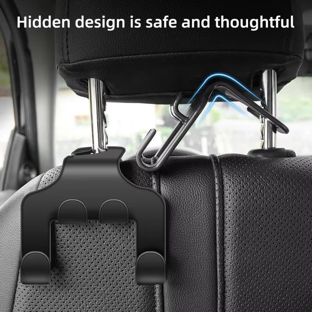 Universal Car Seat Headrest Hooks 4Pack Hanger Storage Organizer For Handbags Coats And More 5