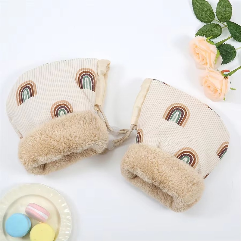 Windproof Infant Stroller Gloves Childrens Outdoor Winter Mittens Cartoon Printed Hands Warmer Scoo 9