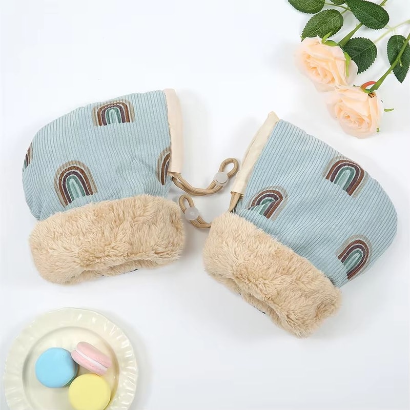 Windproof Infant Stroller Gloves Childrens Outdoor Winter Mittens Cartoon Printed Hands Warmer Scoo 6