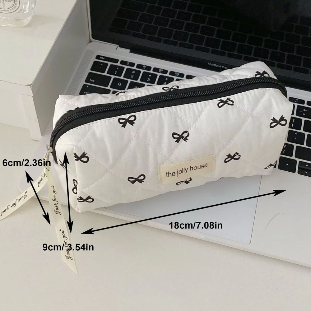 Fashion Cherry Quilted Cotton Makeup Bag Portable Cosmetic Tote For Women 7