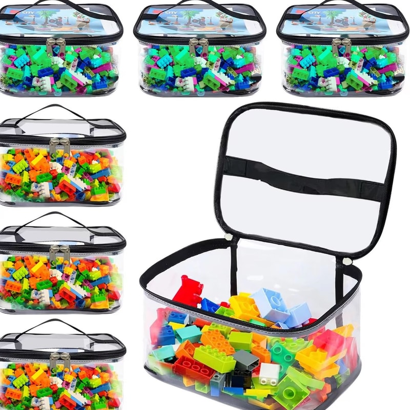 Transparent Mesh Zipper Toy Storage Bag Large Capacity Puzzle And Block Organizer For Kids 2