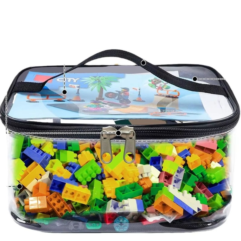Transparent Mesh Zipper Toy Storage Bag Large Capacity Puzzle And Block Organizer For Kids 4