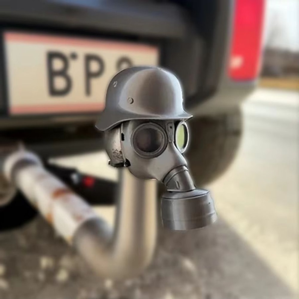 3D Trailer Hitch Ball Cover With Steel Helmet And Gas Mask Design Rust Protection Accessory 3