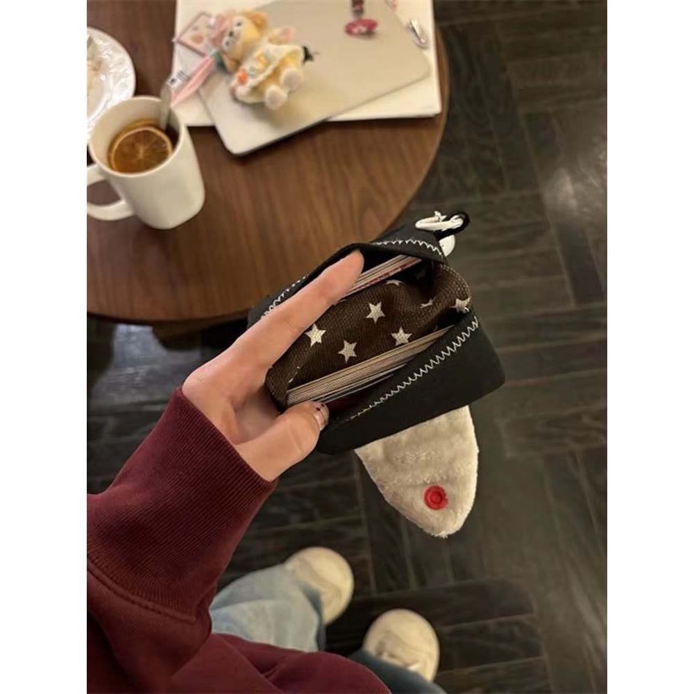 Cute Rice Ball Canvas Card Holder And Coin Purse Portable Small Storage Bag 3