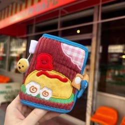 cute canvas short zipper wallet for women small fold coin purse and card holder in denim or corduroy