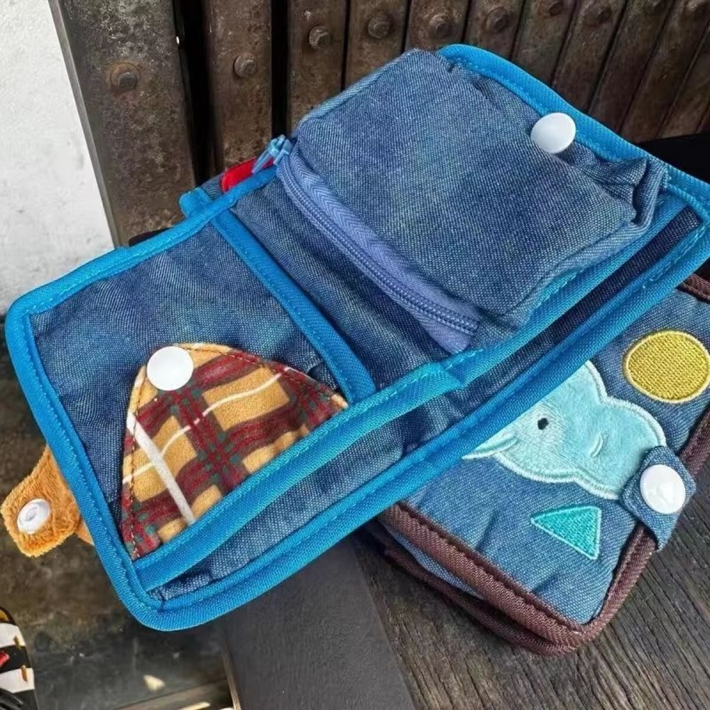 Cute Canvas Short Zipper Wallet For Women Small Fold Coin Purse And Card Holder In Denim Or Corduro 3