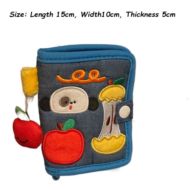 Cute Canvas Short Zipper Wallet For Women Small Fold Coin Purse And Card Holder In Denim Or Corduro 5