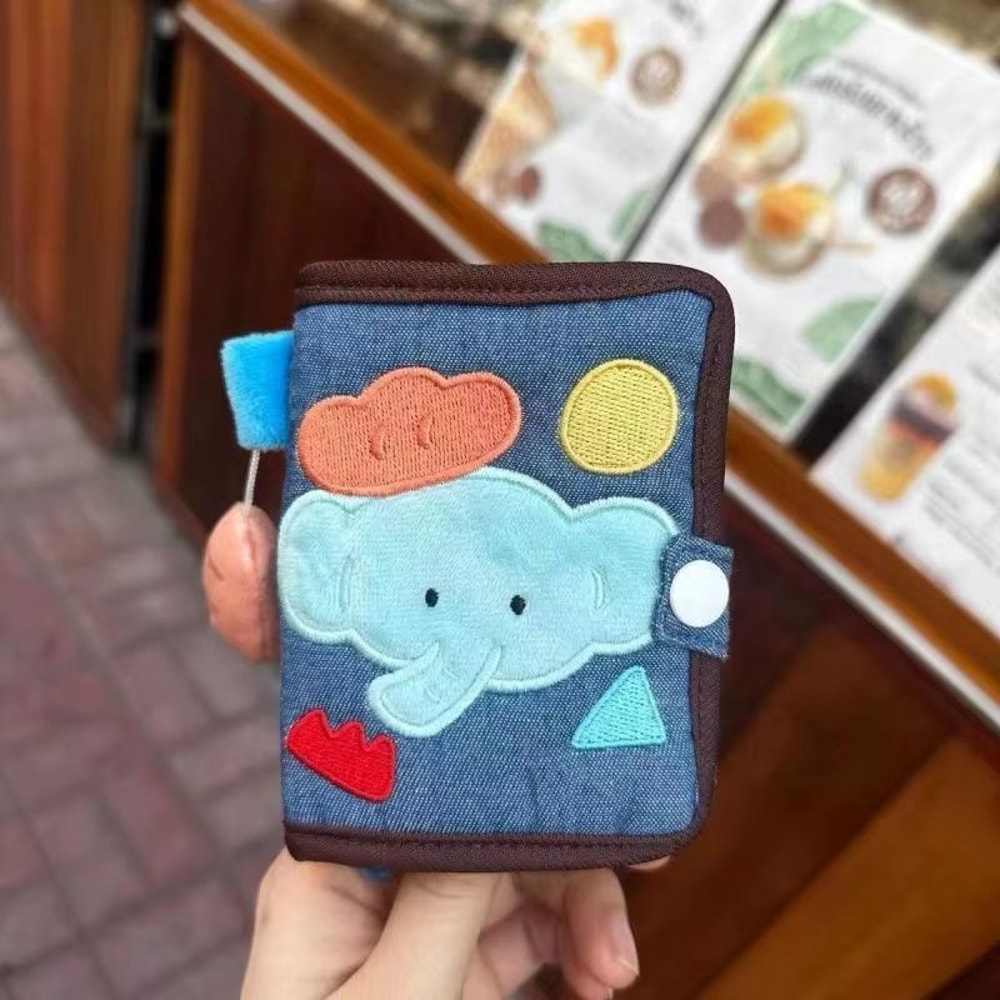 Cute Canvas Short Zipper Wallet For Women Small Fold Coin Purse And Card Holder In Denim Or Corduro 7