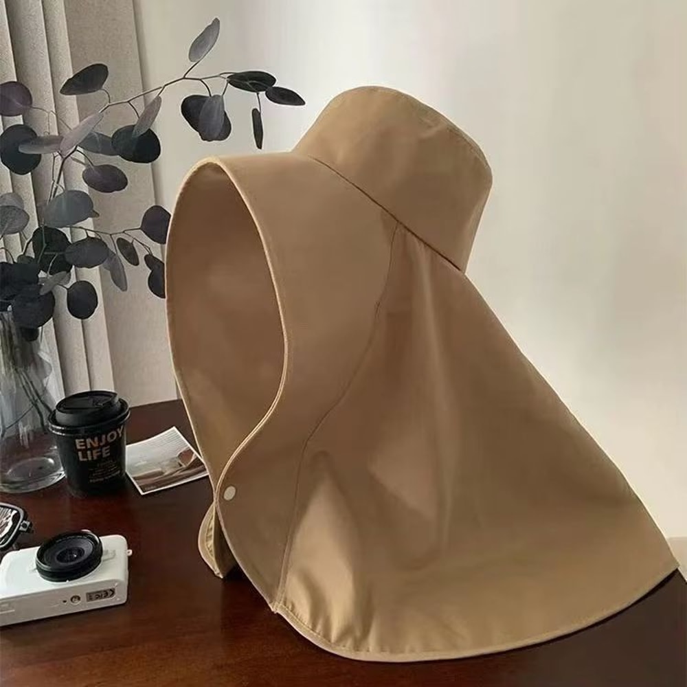 Women Wide Brim Sun Visor Hat With Neck Cover UV Protection Ponytail Cap For Fishing Hiking 7